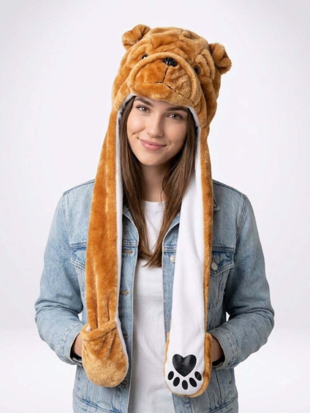 Big Ideas Bulldog Hat Scarf Twee Kidcore Adult Plush Furrycore NWT